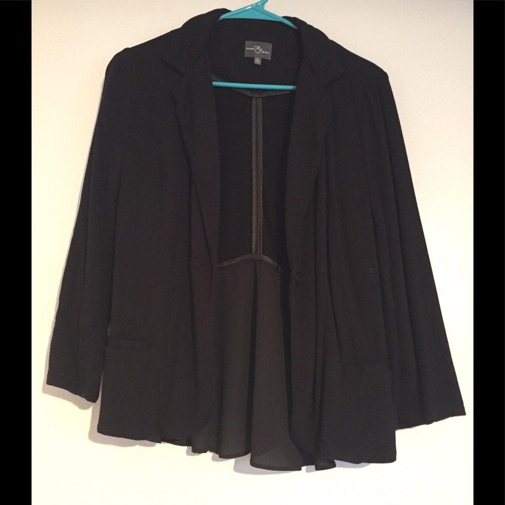 Market & Spruce Black Ruffled Blazer